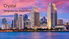  Presentation with san diego california - Audience pleasing theme consisting of san diego california usa downtown backdrop and a coral colored foreground