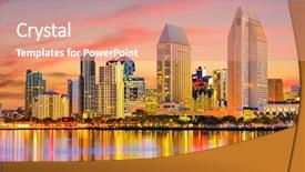  Presentation with san diego california - Slides consisting of san diego california usa downtown background and a coral colored foreground