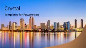  Presentation with san diego california - Amazing PPT theme having san diego california usa skyline backdrop and a light blue colored foreground