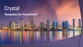  Presentation with san diego california - Cool new presentation theme with san diego california usa skyline backdrop and a violet colored foreground