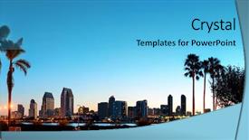  Presentation with tree silhouette - Audience pleasing presentation theme consisting of san diego dawn in early backdrop and a teal colored foreground