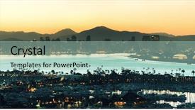  Presentation with skyline - Audience pleasing PPT layouts consisting of san diego downtown skyline backdrop and a mint green colored foreground