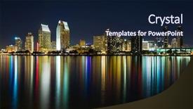  Presentation with skyline - Beautiful PPT layouts featuring san diego skyline at night backdrop and a navy blue colored foreground