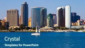  Presentation with skyline - PPT theme having san diego skyline background and a ocean colored foreground