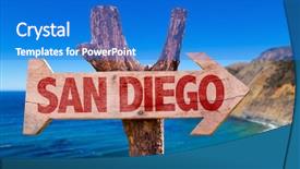  Presentation with wooden - Cool new PPT theme with san diego wooden sign backdrop and a cobalt blue colored foreground