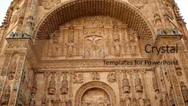  Presentation with public - Slide deck featuring san esteban convent in salamanca at spain of dominicos exterior image shot from public floor background and a coral colored foreground