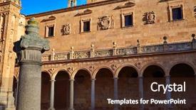  Presentation with public - Audience pleasing PPT layouts consisting of san esteban convent in salamanca at spain of dominicos exterior image shot from public floor backdrop and a wine colored foreground