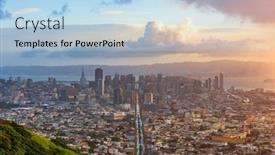  Presentation with san francisco - PPT layouts featuring san-francisco-california-usa-skyline background and a light blue colored foreground