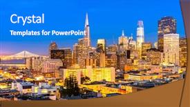  Presentation with san francisco - Slide deck having san francisco downtown skyline aerial background and a cobalt blue colored foreground