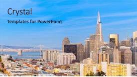  Presentation with san francisco - Presentation theme with san francisco downtown skyline aerial background and a light blue colored foreground