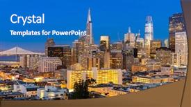  Presentation with san francisco - Colorful slide set enhanced with san francisco downtown skyline aerial backdrop and a teal colored foreground