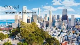  Presentation with san francisco - Beautiful slide deck featuring san-francisco-downtown-with-coit backdrop and a light blue colored foreground