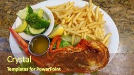  Presentation with potatoe - Audience pleasing theme consisting of san francisco fishermans wharf backdrop and a tawny brown colored foreground