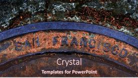  Presentation with sewer - PPT theme enhanced with san-francisco-manhole-cover-water background and a tawny brown colored foreground