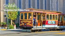  Presentation with public transport - Presentation theme featuring san-francisco-november-26-unidentified background and a ocean colored foreground