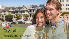  Presentation with asian paint - PPT theme having san francisco painted ladies houses background and a yellow colored foreground