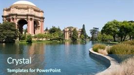  Presentation with fine arts - Presentation theme having palacio de bellas artes - san francisco palace of fine background and a ocean colored foreground