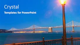  Presentation with san francisco - Colorful presentation enhanced with san-francisco-pier-7-sunset backdrop and a cobalt blue colored foreground