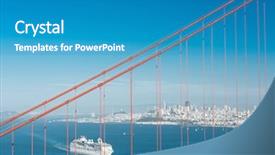  Presentation with cruise ship - Presentation design featuring city of san francisco seen background and a teal colored foreground