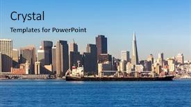  Presentation with treasure - Colorful PPT theme enhanced with san francisco skyline in california from treasure island usa backdrop and a light blue colored foreground