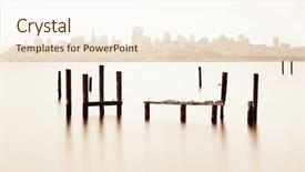  Presentation with san francisco - Cool new PPT theme with san francisco skyline with abandoned pier backdrop and a cream colored foreground
