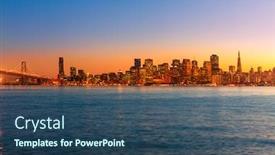  Presentation with san francisco - Amazing presentation theme having san francisco sunset skyline in california with reflection in bay water usa backdrop and a ocean colored foreground