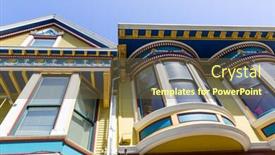  Presentation with san francisco - Beautiful PPT theme featuring san-francisco-victorian-houses backdrop and a tawny brown colored foreground
