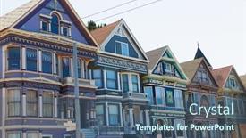  Presentation with victorian - Amazing slide deck having san francisco victorian houses in haight ashbury of california usa backdrop and a ocean colored foreground