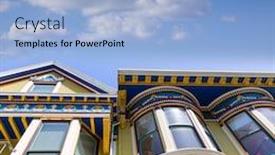  Presentation with victorian - Presentation design featuring san francisco victorian houses background and a light blue colored foreground