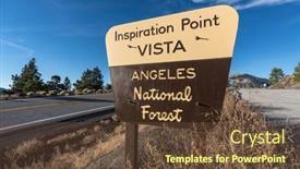  Presentation with highway road sign - PPT layouts with san-gabriel-mountains-california-usa background and a tawny brown colored foreground