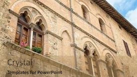  Presentation with local architecture - Slides featuring san gimignano - detail of local architecture background and a coral colored foreground