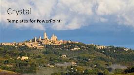  Presentation with unesco - Slides with san-gimignano-unesco-site-tuscany background and a light gray colored foreground