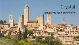  Presentation with unesco - Presentation design consisting of san-gimignano-unesco-site-tuscany background and a light blue colored foreground