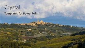  Presentation with unesco - PPT theme with san-gimignano-unesco-site-tuscany background and a light blue colored foreground