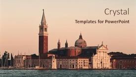  Presentation with church gala - Amazing PPT layouts having san-giorgio-maggiore-church-sunrise backdrop and a  colored foreground