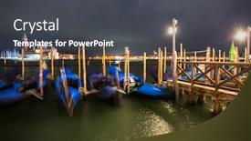  Presentation with boats - Presentation theme enhanced with san giorgio maggiore church with venetian boats at the harbor venice italy background and a dark gray colored foreground