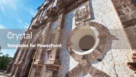  Presentation with mission - Presentation design with san-ignacio-mission-baja-california background and a violet colored foreground