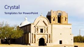  Presentation with history of jose rizal - Presentation design enhanced with san jose de tumacacori chruch background and a sky blue colored foreground