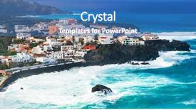  Presentation with coastal - Beautiful PPT theme featuring san juan de la rambla backdrop and a teal colored foreground