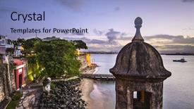  Presentation with puerto princesa - Theme enhanced with san juan puerto rico coast at paseo de la princesa background and a light blue colored foreground