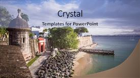  Presentation with puerto rico - Presentation design having san juan puerto rico coast background and a light blue colored foreground