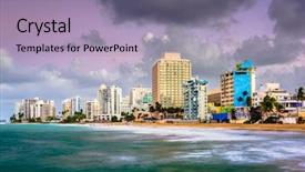  Presentation with san juan puerto rico - Beautiful slide deck featuring rico skyline on condado beach backdrop and a light blue colored foreground