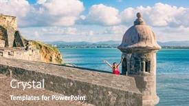  Presentation with san juan puerto rico - Colorful presentation theme enhanced with san-juan-puerto-rico-travel backdrop and a coral colored foreground