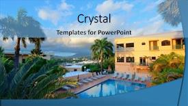  Presentation with san juan puerto rico - Presentation design enhanced with vacation resort over mountain with beautiful color in the morning in san juan puerto rico background and a light blue colored foreground