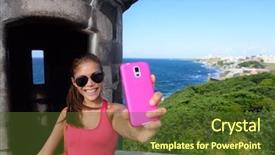  Presentation with san juan puerto rico - PPT theme having fort visit - tourist taking fun selfie background and a tawny brown colored foreground