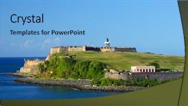  Presentation with san juan puerto rico - Slides enhanced with military base - fort san felipe del morro background and a light blue colored foreground