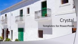  Presentation with san juan puerto rico - PPT theme with san juan white mediterranean house background and a light gray colored foreground