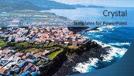  Presentation with ocean - Theme with san miguel island azores portugal background and a light blue colored foreground