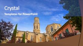  Presentation with spain - Colorful theme enhanced with san pere in catalonia spain backdrop and a teal colored foreground