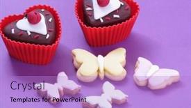  Presentation with cupcakes - PPT theme enhanced with san-valentin-love-chocolate-cupcakes background and a light blue colored foreground